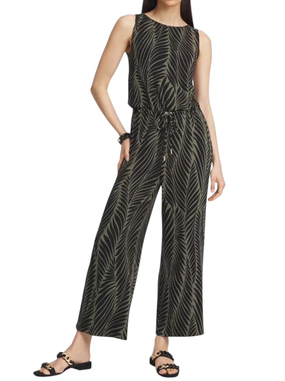 Chico’s Travelers tie waist Wildcoast Wave wide leg jumpsuit size 3 or XL NWT